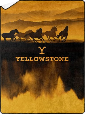Aydogan's Yellowstone Büyük Boy Ipek Dokunuşlu Şerpa Battaniye, 152,4 cm x 203,2 Cm, Vahşi Atlar