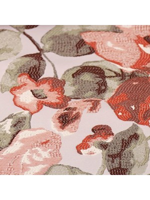 Aydogan's Jakarlı Dokuma Dekoratif Runner 45X140 cm | Kiremit Renkli Çiçekli Desenli