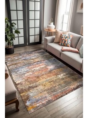 Lola Şönil Modern Kaymayı Önleyici Pamuk Tabanlı Yıkanabilir Antibakteriyel Salon Halısı 100X200