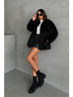Caddebostan Moda Siyah Peluş Kaban Modern Premium Luxury Trend Tasarım Kaban