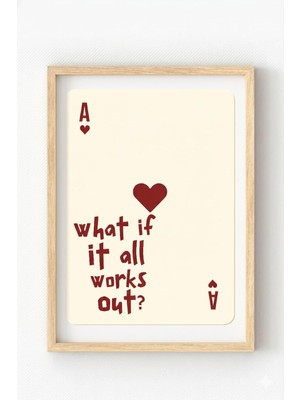 Aydogan's Ahşap Çerçeveli “what If It All Works Out?” Poster – As Kartı Ilham Temalı Minimal Duvar Tablosu Ahşap Çerçeveli 21 x 30