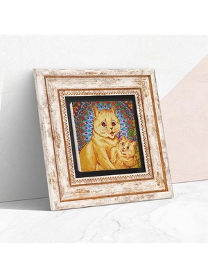 Aydogan's Louis Wain Kediler Taş Duvar Tablosu - Çerçeveli Taş Tablo - Dekoratif Duvar Sanatı - Modern Ev ve Ofis Duvar Dekoru T1-315