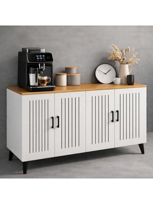 Kahve Köşesi Dolabı Çok Amaçlı Dolap (Derinlik 47 Cm) Raflı Mutfak Dolabı BKDM006 (Üst Atlantik, 140 Cm)