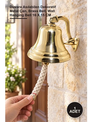 Yenilig 1 Adet Pirinç Duvar Çanı – Duvara Asılabilen Dekoratif Metal Çan, Brass Bell, Wall Hanging Bell 16 x 15 cm