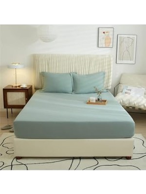 Çift Kişilik Lastikli Kumaş Çarşaf + 2 Yastık Kılıfı Adaçayı 160X200, Ciftcarsafseti