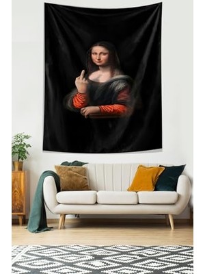 Sessiz Tepki Mona Lisa El Hareketi Leke Tutmaz Kumaş Duvar Örtüsü Duvar Halısı Tapestry, 70 x 100