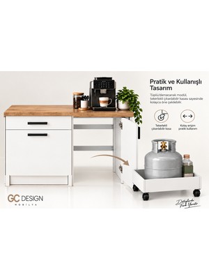 T Designo Tdesigno Tedy 1 Çekmeceli Mutfak Alt Modül-Tüp Dolabı-Damacana Dolabı-Çok Amaçlı Dolap-Kahve Köşesi