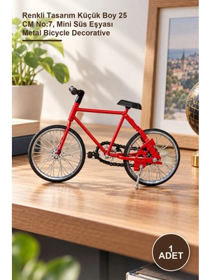 Yenilig 1 Adet Dekoratif Metal Bisiklet – Renkli Tasarım Küçük Boy 25 cm No:7, Mini Süs Eşyası Metal Bicycle Decorative
