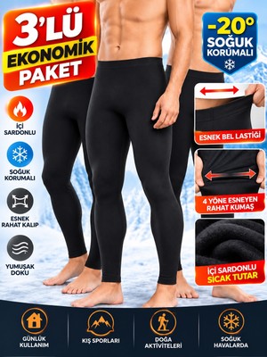 Qulat 3’lü Ekonomik Paket Erkek Termal Tayt Içlik – Içi Şardonlu, Sıcak Tutan, Esnek Kışlık Termal Alt
