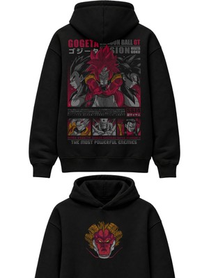 Fuddy Moda Oversize Gogeta Sırt Baskılı Kapüşonlu Sweatshirt, Unisex Dragon Ball Anime Temalı Hoodie