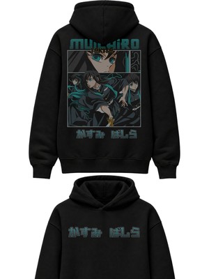 Fuddy Moda Oversize Demon Slayer Muichiro Tokito Sırt Baskılı Kapüşonlu Sweatshirt, Unisex Anime Temalı Hoodie