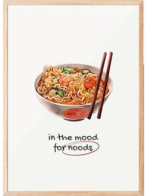 Ahşap Çerçeveli Tablo, Ramen Kasesi, Mutfak Dekoru, Eğlenceli Tipografi Poster No: 106637 30 x 40