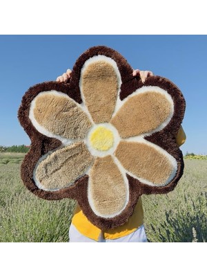 Çiçek Desenli El Dokuma Halı, 88,9 Cm, Y2K Tasarım, Banyo ve Oturma Odası Için