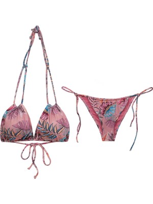 Pierre Cardin İpli Üçgen Kesim Perde Model Ayarlanabilir Bağlamalı Bikini Takım