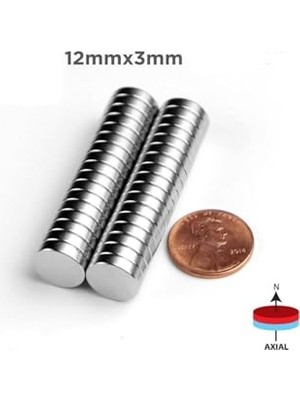 25 Adet 12 mm x 3 mm Güçlü Yuvarlak Neodyum Mıknatıs Magnet