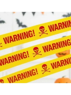 Parti Sürprizi Halloween Cadılar Bayramı Sarı Üzeri Kırmızı Warnıng Uyarı Bandı