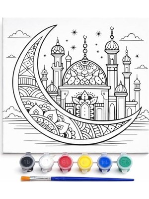 Ramazan Desenli Tuval Etkinlik Boyama Süsü 20-20 cm