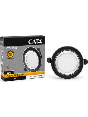 Cata CT-5258V Zebra LED Spot 6W 3 Renk Siyah Kasa 3 Adet
