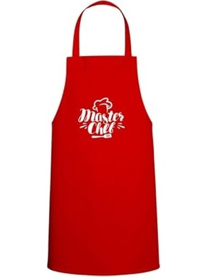 Kazan Hobi Master Chef Yazı Özel Baskılı Chef Mutfak Önlüğü Kırmızı