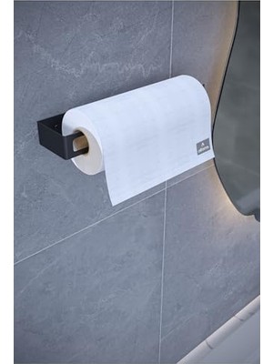 Kazan Hobi Metal Havluluk – Minimal & Dayanıklı Duvar Tipi Askı, Modern Banyo Kağıt Havlu Tutacağı - Siyah