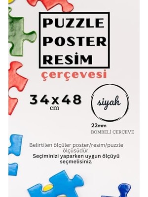 Kazan Hobi 22LIK Kahverengi Puzzle Poster Resim Çerçevesi Pvcli Postersiz Resimsiz Çerçeve (Siyah, 34X48)