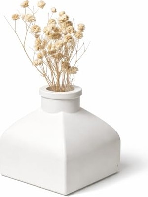 Kazan Hobi Minimalist Beyaz Mini Vazo, El Yapımı Taş Tozu, 7 Cm, Mat Finish, Japandi & Iskandinav Stil, Masa Üstü Dekor