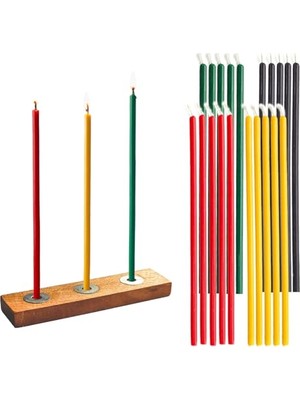 Kazan Hobi (20 Adet) Balmumu Mum ve Özel Dizayn Doğal Ahşap Mumluk Dilek Mumu Doğal Petek Ince Uzun Parti Nişan Ritüel Doğum Günü Beeswax Candle Dekoratif Mum