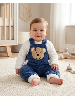 Bebesimo Erkek Bebek Ayıcık Nakışlı 2'li Badili Slopet Takım 6 Ay 9 Ay 12 Ay 18 Ay 24 Ay Erkek Bebek Takım Pamuklu Yenidoğan Bebek Tulum