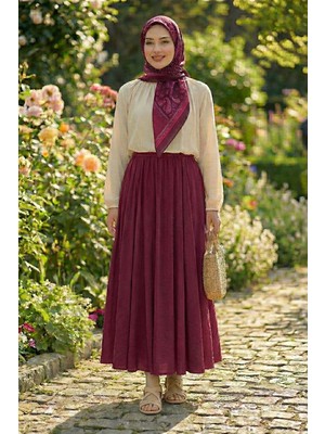 Trendparis Çilek Kumaş Mevsimlik Salaş Maxi Boy Etek