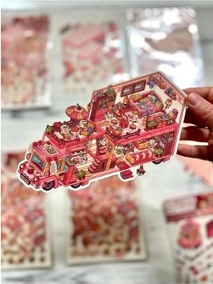 Şanal Dıy Köpek Karavanı Tasarlama 2 Yaprak 97 Adet 3D Diorama Izometrik Sticker Seti/etiket/çıkartma