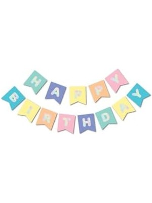 Şanal Macaron Hologram Happy Birthday Banner