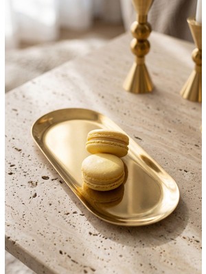 The Mia Linea Oval Çelik Servis Tabağı Gold 26 x 11 cm