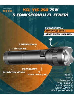 Ycl Yıs 250 EL FENERİ SOLAR ŞARJLI GÜNEŞ ENERJİLİ COB LED KAMP LAMBASI ŞARJ EDİLEBİLİR POWERBANK ÖZELLİKLİ ÇALIŞMA IŞIĞI