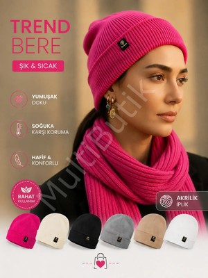 Multi Butik Fitilli Armalı Canlı Renkli Unisex Bere Fuşya