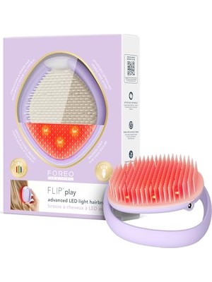 Şanal Foreo Flıp Play Advanced LED Saç Fırçası – Kırmızı, Mavi ve Yeşil Işık Modlarına Sahip 3’ü 1 Arada Bakım Aracı, Sağlıklı Görünen Saç ve Saç Derisini Destekler - I Lilac You!