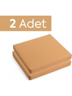 Defne Store Sandalye Oturum Minderi Renkli 40X40X4 Bağcıklı Çıkarılabilir Kılıflı Çökme Yapmaz Koyu Bej 2'li