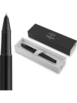 Defne Store Im Rollerball Kalem, Siyah Pvd ile Mat Siyah, Siyah Mürekkep Dolgulu Ince Nokta, Hediye Kutusu