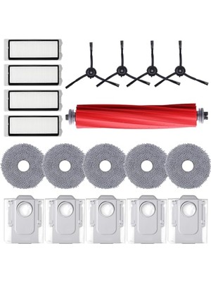 Şanal Roborock Qrevo S/qrevo Maxv/qrevo Pro/qrevo Plus Robot Süpürge Yedek Parçaları Için Aksesuar Kiti. 1 Ana Silindir Fırçası, 4 Hepa Filtresi, 5 Paspas Pedi, 4 Yan Fırça, 5 Toz Torbası