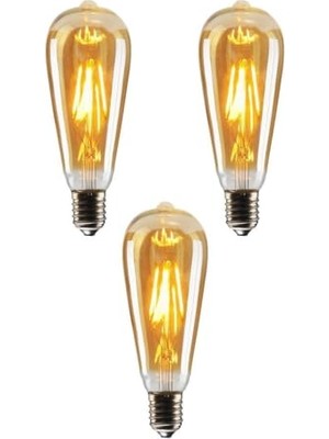 Şanal 4W Dim Rustik LED Ampul Sarı Işık Armut Edison Ampul 3 Adet          [enerji Sınıfı F]