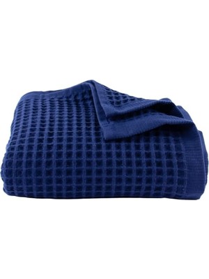 Defne Store Püskül Lüks Waffle Banyo Havlusu, 80X160 cm Büyük Boy Havlu Pakette 1-Adet, Koyu Mavi, 100% Pamuk Emici Yumuşak Hızlı Kuruyan Yüksek Kaliteli Waffle Petek Dokuma Ekstra Geniş Banyo & Plaj Havlusu