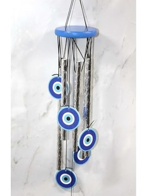 Defne Store Metal Rüzgar Çanı Nazar Boncuklu 70 cm