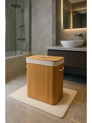 Şanal Bambu Çamaşır Sepeti 60X52X32 Büyük Boy 100 Lt