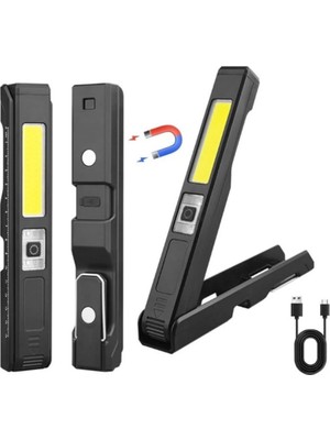 Defne Store 10W Şarjlı Mıknatıslı Katlanabilir LED Çalışma Lambası - Oto Tamir ve Kamp Feneri