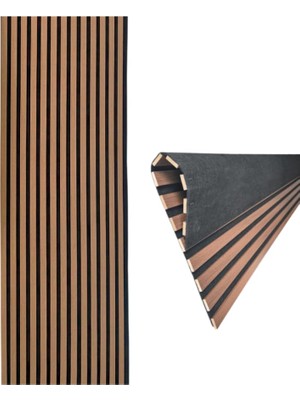 Defne Store Akustik Duvar Paneli, Teak Rengi, Ses Yalıtımlı, Modern Stil, 60X275 Cm, 9 mm Kalınlık, Ahşap Görünümlü (Teak)