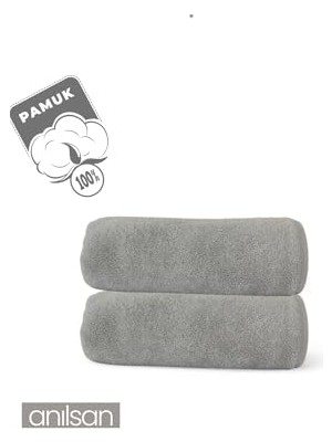 Defne Store 2'li Gri Banyo Havlusu - 70X140 Cm, 490 G, %100PAMUK, Spa ve Otel Havlusu, Günlük Kullanıma Uygun