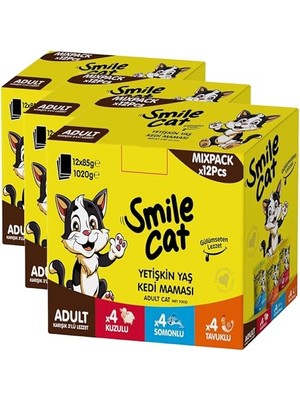 Şanal Cat Pouch Mix 12 Adet x 85 gr Kuzu/somon/tavuklu (3 Paketi)