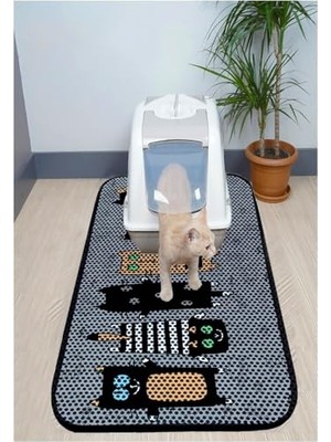 Şanal 60X120 cm Desenli Kedi Paspası Xxl Boy Kedi Tuvaleti Önü Paspası