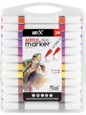 Defne Store Art-X Akrilik Marker Çift Taraflı Profesyonel Kalem Seti 24'lü