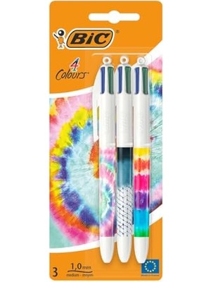 Defne Store 4 Colour Decor Lines Tükenmez Kalem 3'lü Blister, Dört Renk Tek Kalemde (Siyah, Mavi, Kırmızı, Yeşil)
