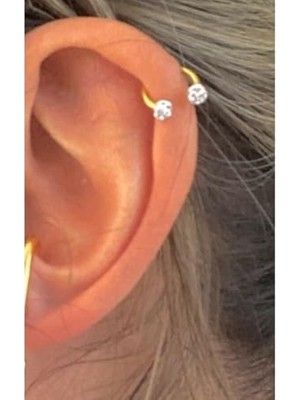 Defne Store Çelik Gold Yarım Ay Shambala Piercing 8 Mm, Altın